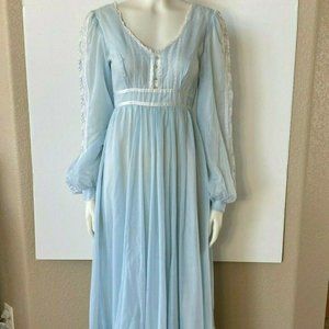 Gunne Sax Prairie Cottagecore Blue Lace Maxi Dress